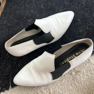 Acne black and white flats size 38